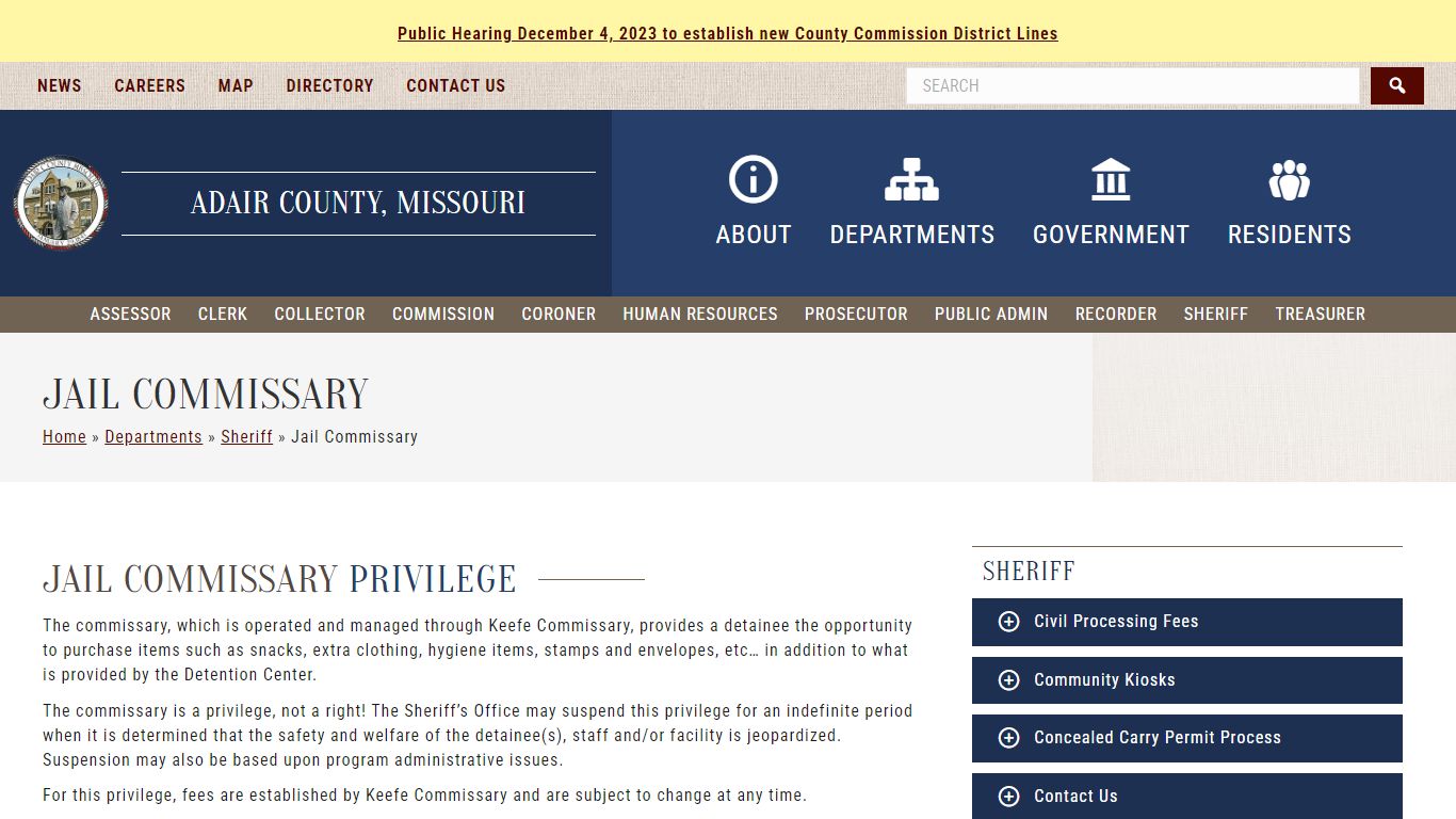 Jail Commissary | Adair County Missouri Government