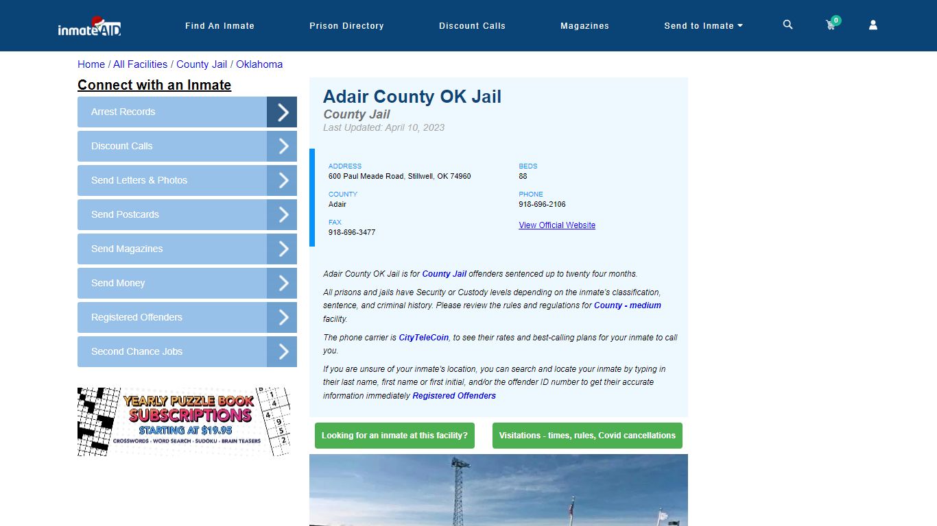 Adair County OK Jail - Inmate Locator - Stillwell, OK