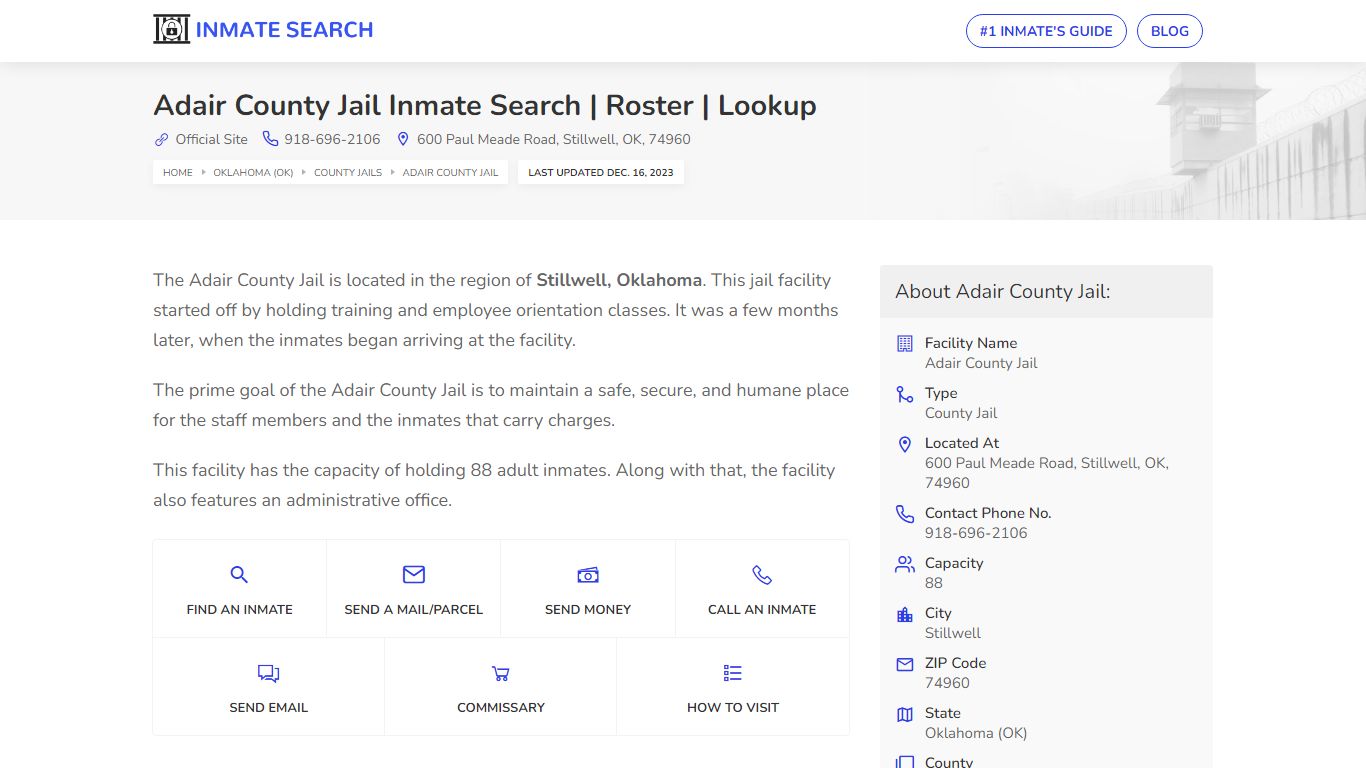 Adair County Jail Inmate Search | Roster | Lookup
