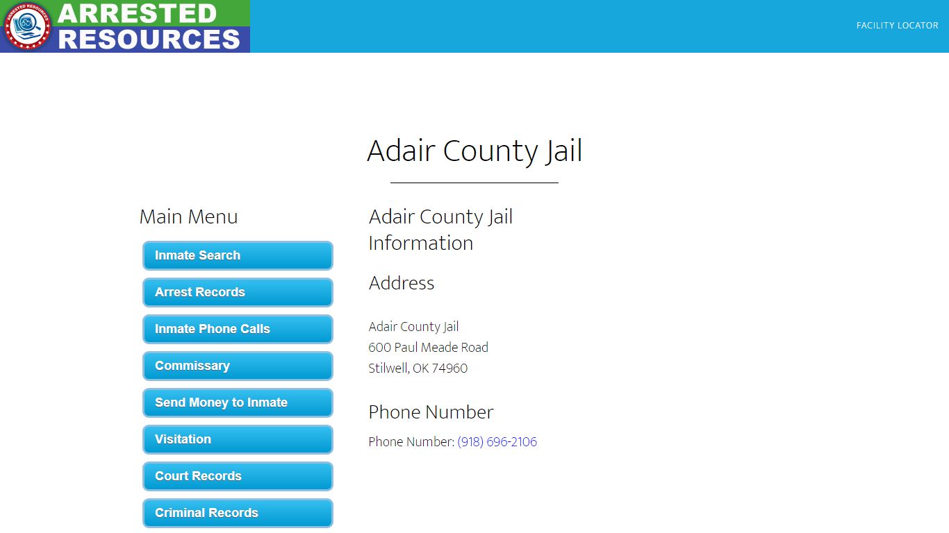 Adair County Jail - Inmate Search - Stilwell, OK - Arrested Resources